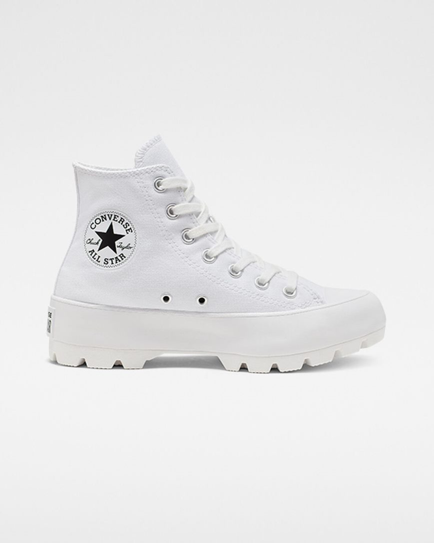 Tenisi Inalti Dama Converse Chuck Taylor All Star Lugged Albi Negrii Albi | RO IFEJQ257